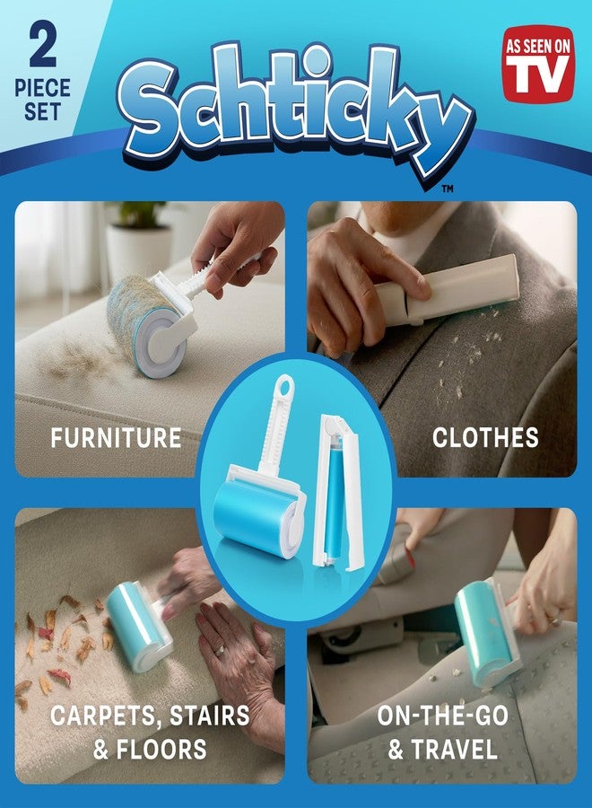 Schticky Lint Roller Set - Reusable & Washable Lint Roller Cleaner for Clothes Sofa Furniture Car Cat Dog Hair - Clean in a Quicky with Schticky (2 Piece) - Image 4